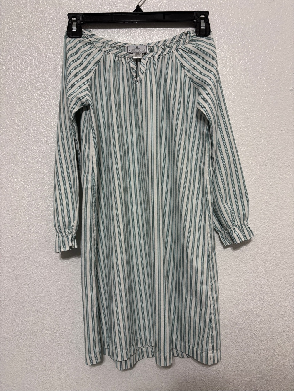 Petite Plume Girls Striped Cotton Nightgown Green White Stripes